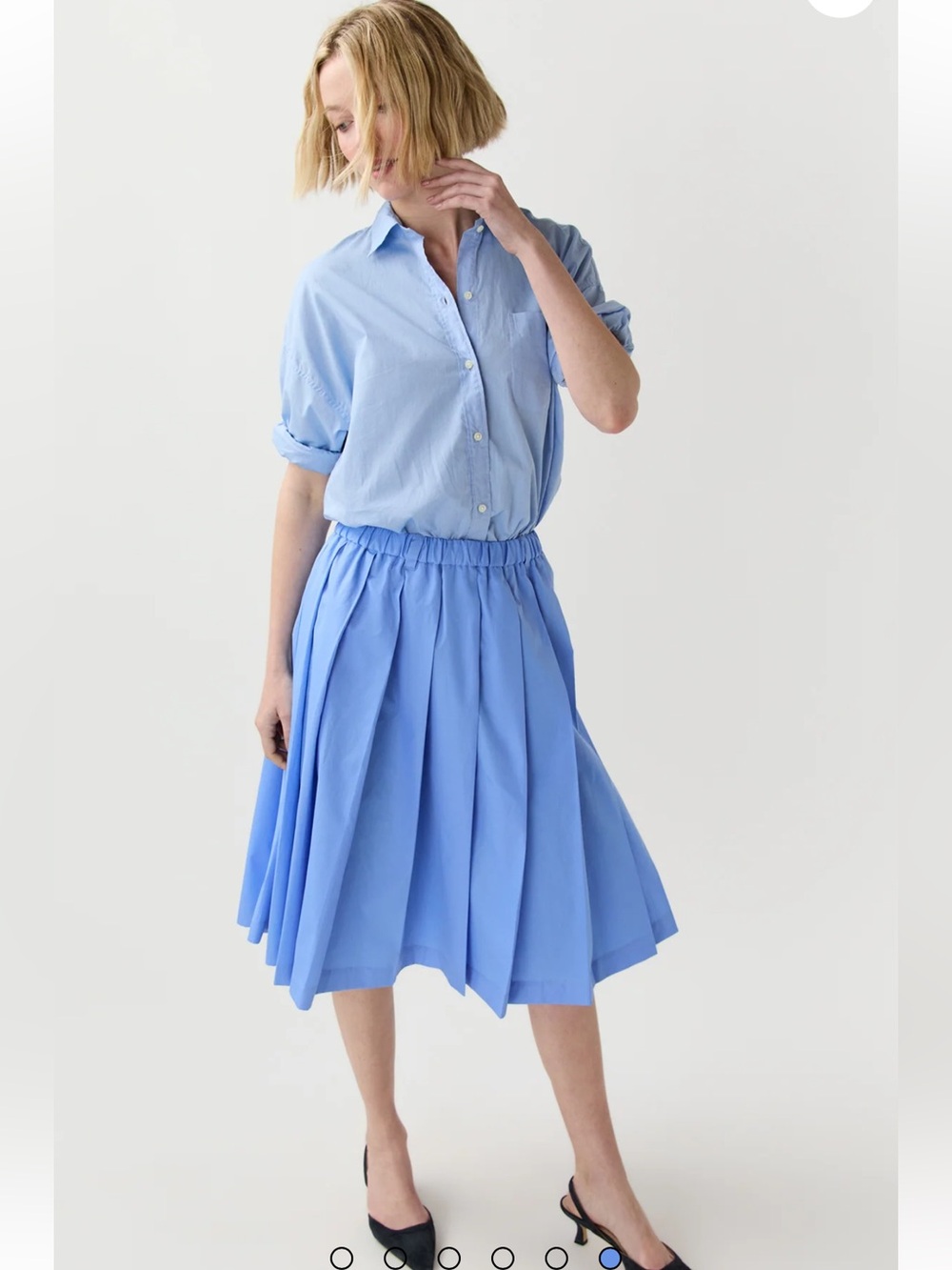 Aspesi Pleated Midi Skirt Sky Blue XL NWT - Picture 6 of 14